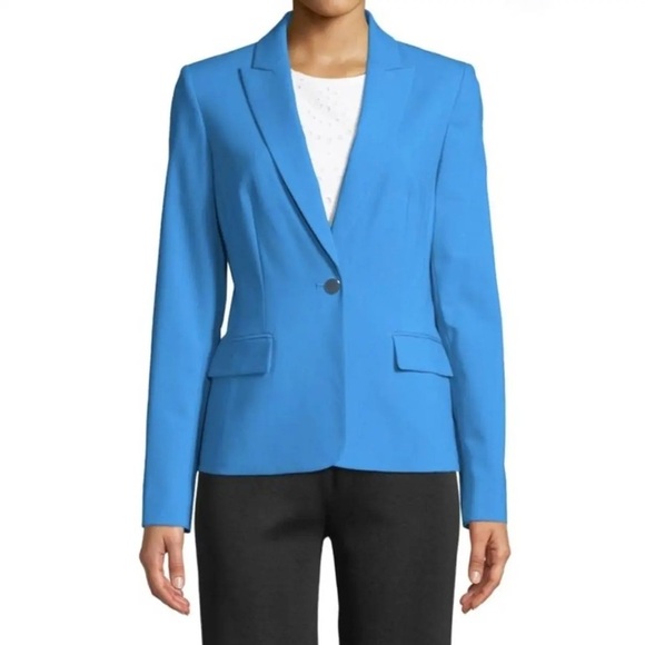Calvin Klein Women's Blue Aqua Corporate Blazer Suit Jacket Single Closure - Picture 1 of 7